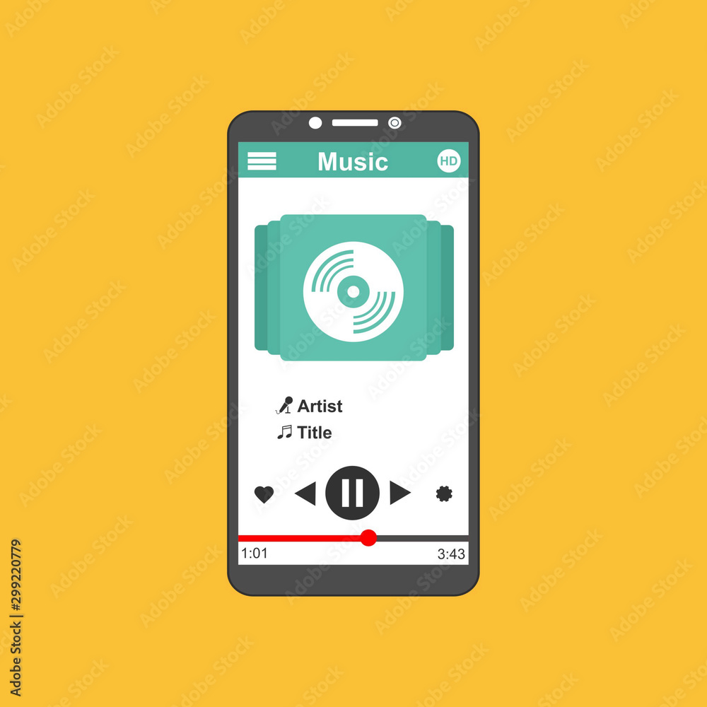 modern minimalistic media player user interface with panel control in modern flat design - Vector modern minimalistic media player user interface with panel control in modern flat design - Vector