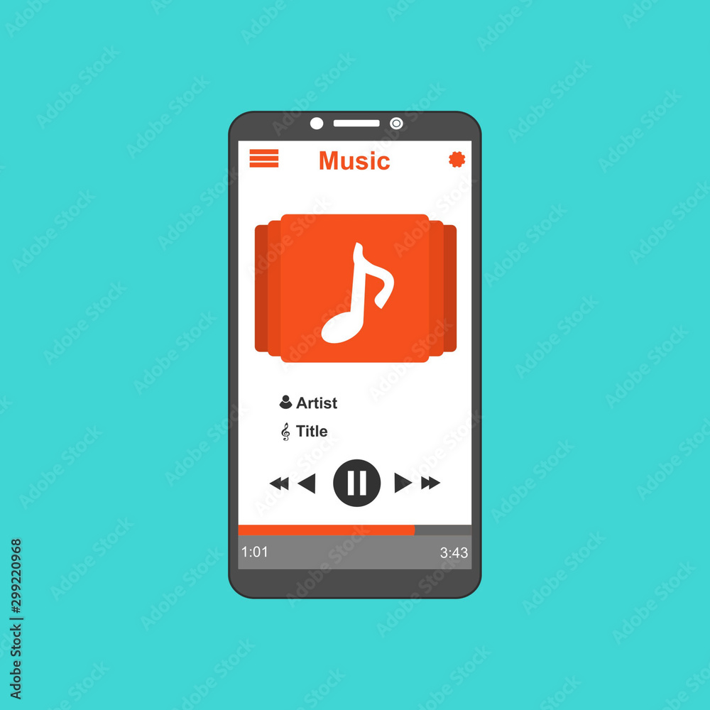 modern minimalistic media player user interface with panel control in modern flat design - Vector modern minimalistic media player user interface with panel control in modern flat design - Vector