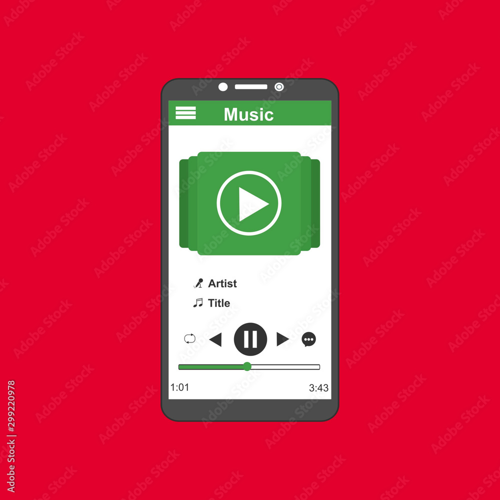 modern minimalistic media player user interface with panel control in modern flat design - Vector modern minimalistic media player user interface with panel control in modern flat design - Vector