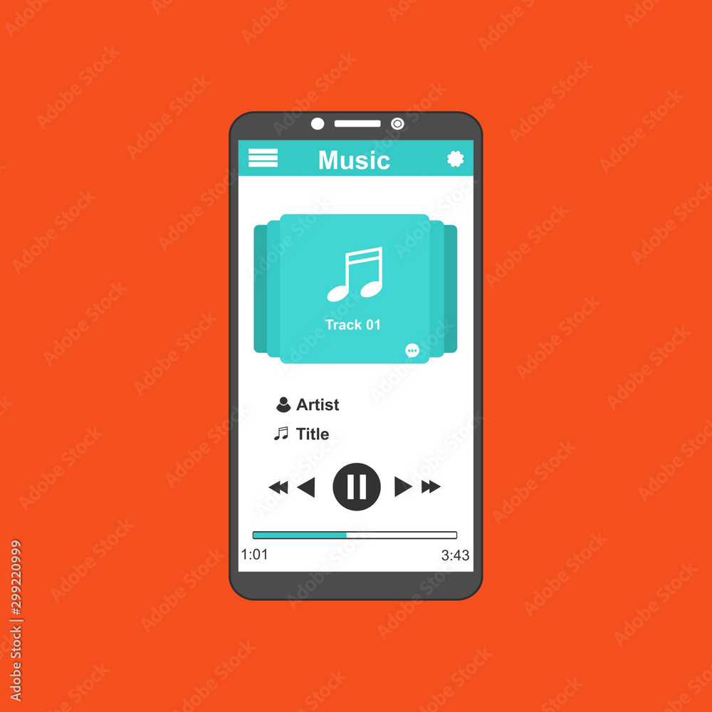 modern minimalistic media player user interface with panel control in modern flat design - Vector modern minimalistic media player user interface with panel control in modern flat design - Vector