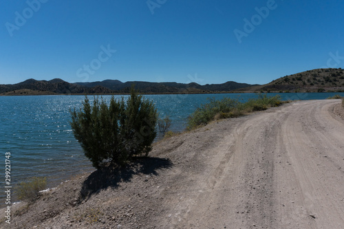 View of Bill Evans Lake roadway near Silver City in New Mexico.