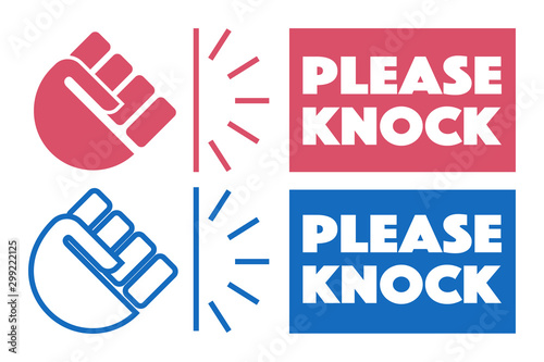 Vector illustration of please knock. The inscription on the plate, the plate for the door