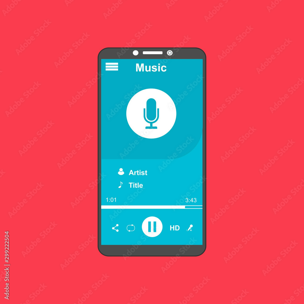 Vector illustration of music player flat design concept. Vector illustration of music player flat design concept.
