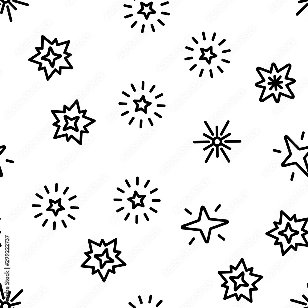 Spark And Sparkle Star Vector Seamless Pattern Thin Line Illustration