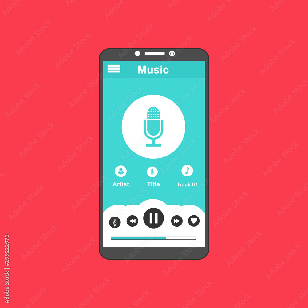 flat design UI elements for website and mobile applications. Music player app vector illustration template flat design UI elements for website and mobile applications. Music player app vector illustration template