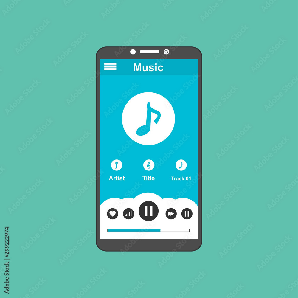 flat design UI elements for website and mobile applications. Music player app vector illustration template flat design UI elements for website and mobile applications. Music player app vector illustration template