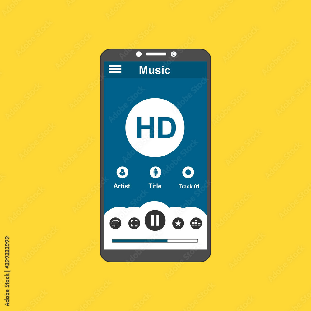 flat design UI elements for website and mobile applications. Music player app vector illustration template flat design UI elements for website and mobile applications. Music player app vector illustration template