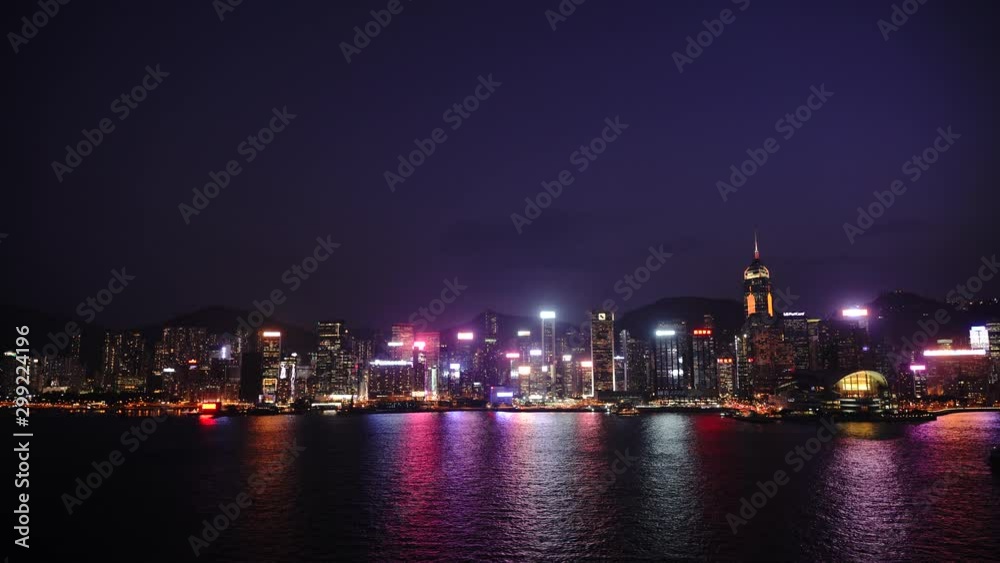 Hong Kong Cityscape at night; Hong Kong Skyline and Victoria Harbor; 4K video Hong Kong Cityscape at night; Hong Kong Skyline and Victoria Harbor; 4K video