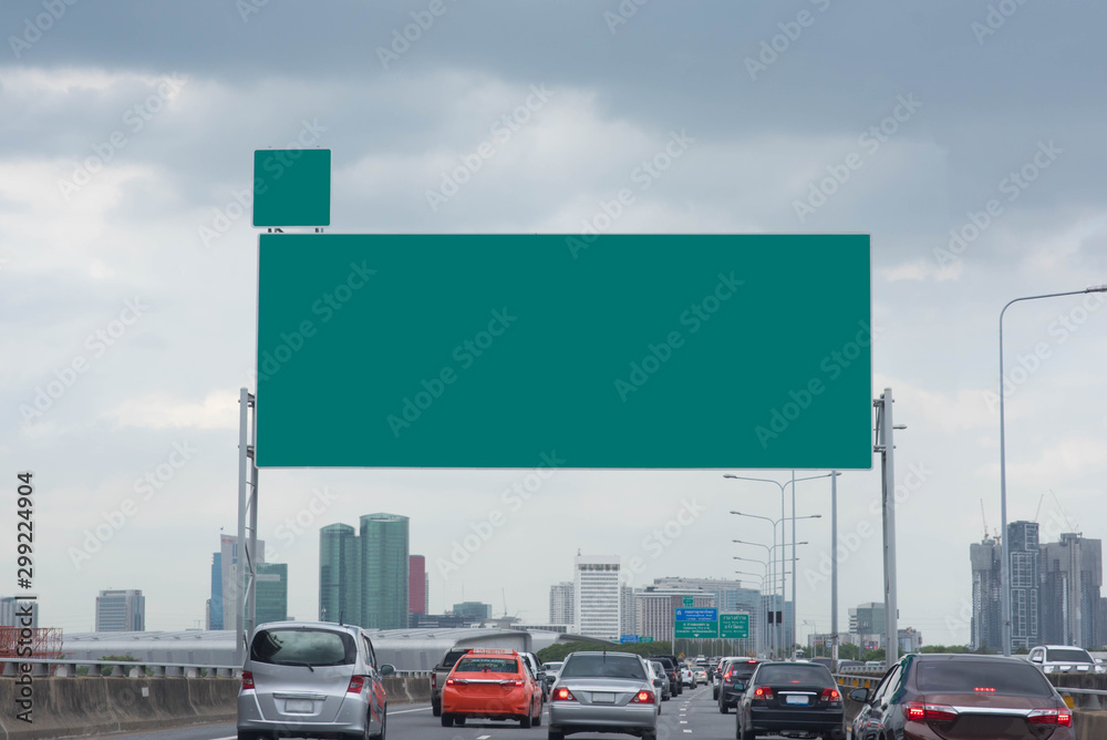 Road sign on the road. Bangkok, Thailand.