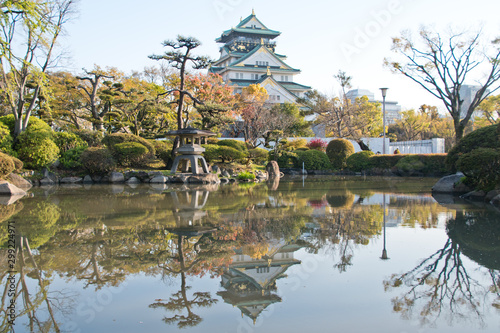 Cherry blossoms at Osaka castle in Japan