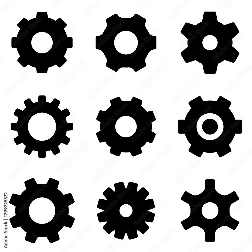 Set of gear icon. symbol of setting or configuration with trendy flat ...