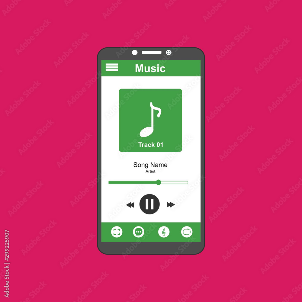 Vector illustration of music player flat design , UI design concept with icons and web elements Vector illustration of music player flat design , UI design concept with icons and web elements