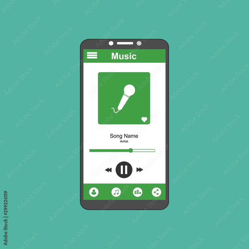 Vector illustration of music player flat design , UI design concept with icons and web elements Vector illustration of music player flat design , UI design concept with icons and web elements