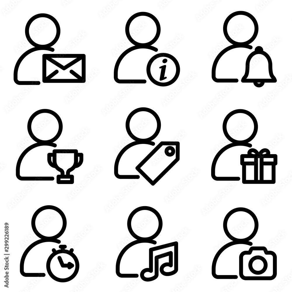  Set of User icon. symbol of business people with trendy flat style icon for web site design, logo, app, UI isolated on white background. vector illustration eps 10