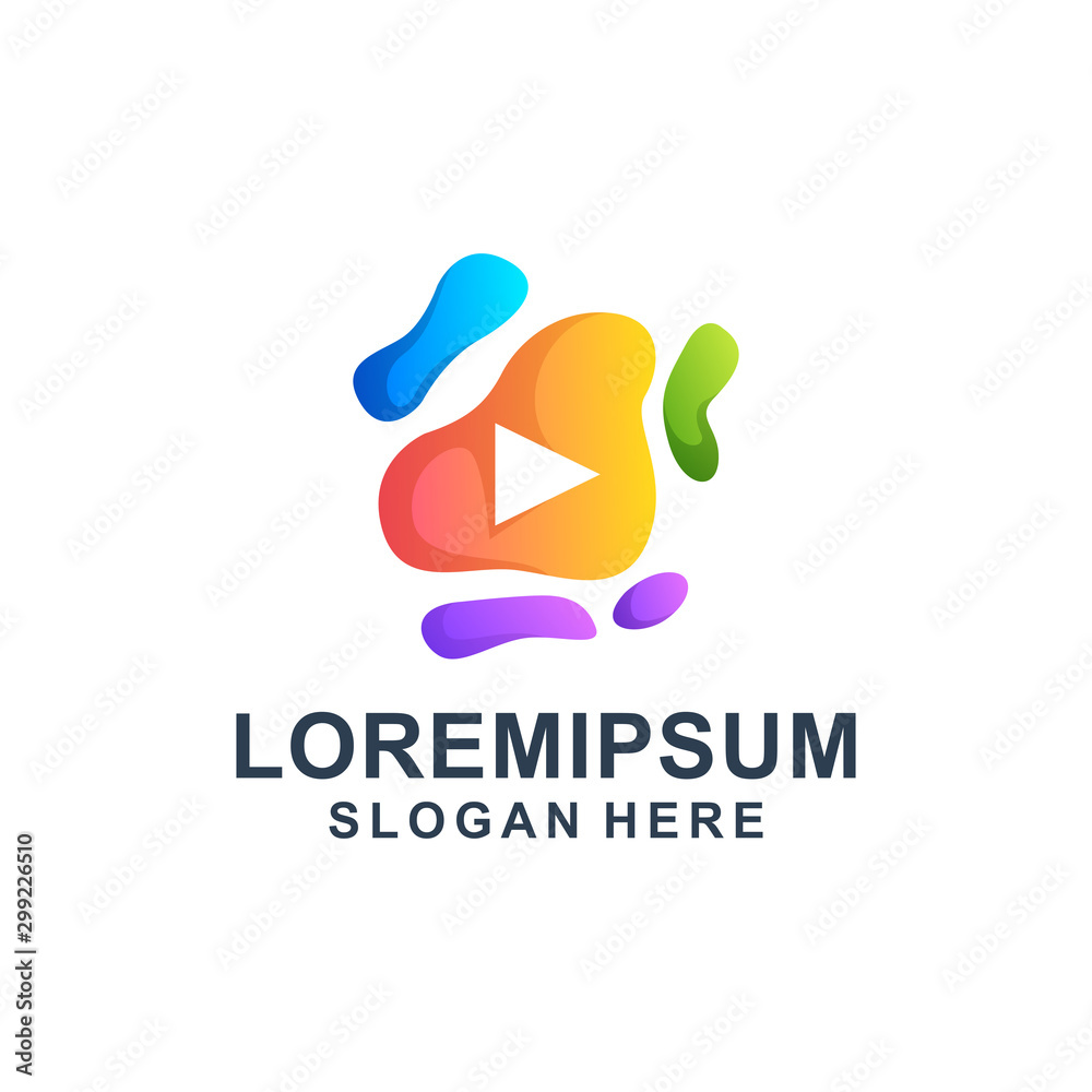 Colorful Play Media with Liquid Logo Design Colorful Play Media with Liquid Logo Design