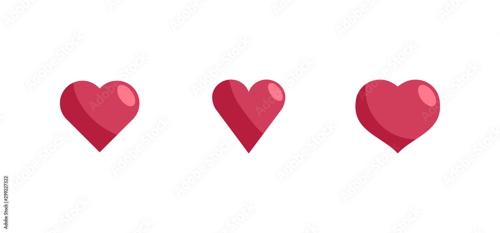 Heart vector icons. Love symbol, collection.