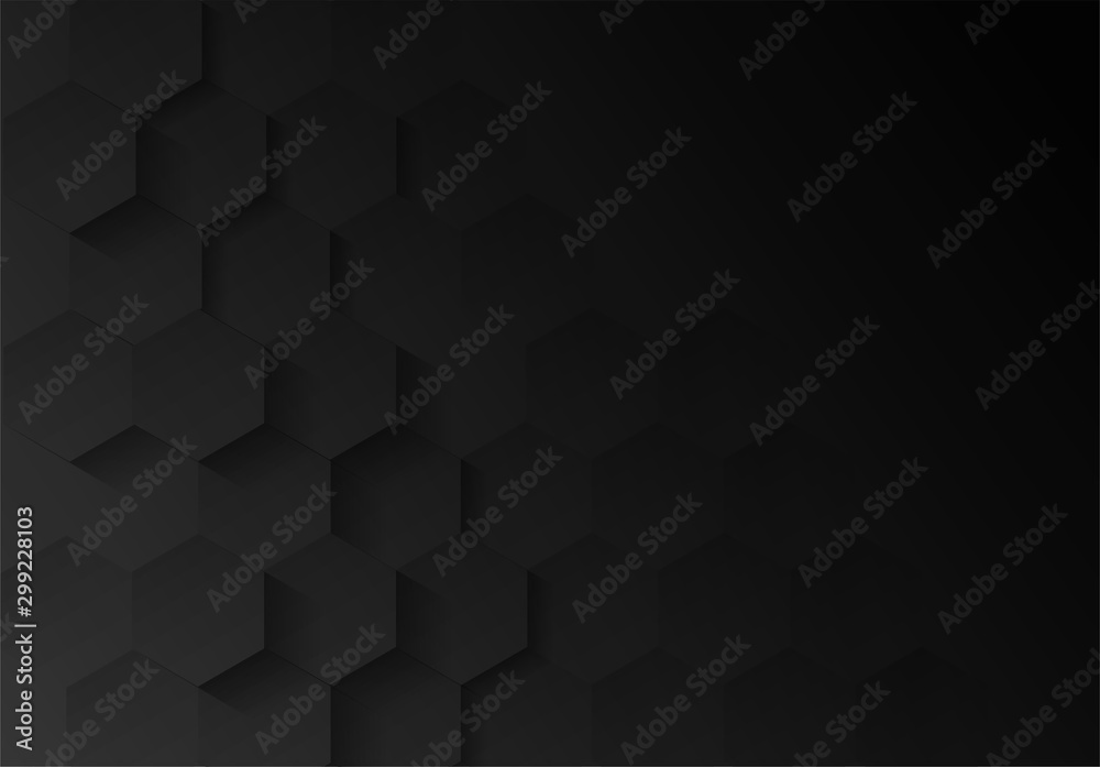 Obraz premium Abstract. Embossed Hexagon, honeycomb black background ,light and shadow. modern background. Vector.