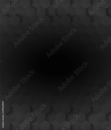 Abstract. Embossed Hexagon, honeycomb black background ,light and shadow. modern background. Vector.