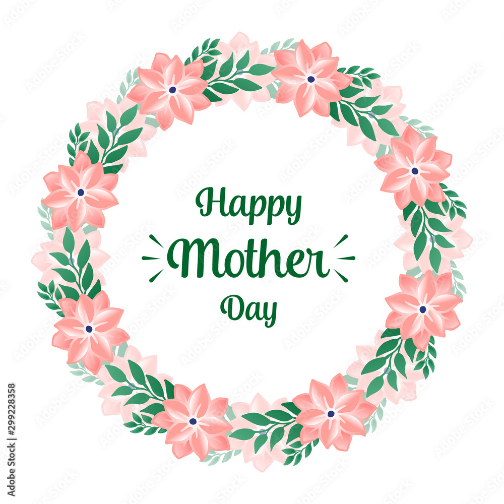 Shape circle of sketch green leafy flower frame, for text happy mother day. Vector Shape circle of sketch green leafy flower frame, for text happy mother day. Vector