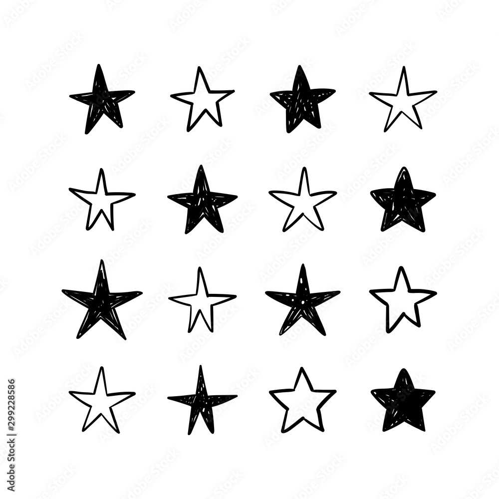 Star doodles collection. Hand drawn stars. Star doodles collection. Hand drawn stars.
