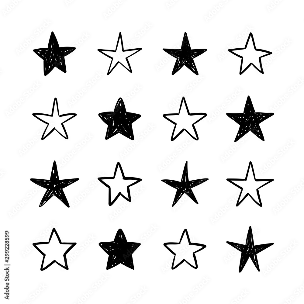 Star doodles collection. Hand drawn stars. Star doodles collection. Hand drawn stars.