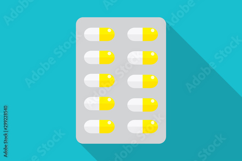 風邪やインフルエンザに治療薬 薬剤 薬のイラスト Medicine for influenza, tamiflu Oseltamivir