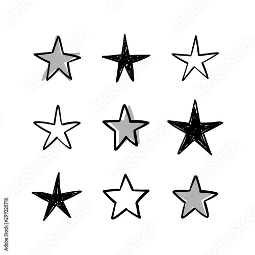 Star doodles collection. Hand drawn stars.