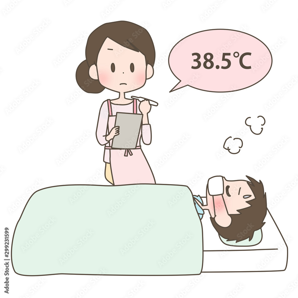 子供を看病する母親