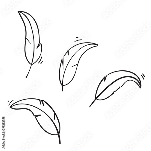 doodle feather wing illustration with handdrawn doodle style