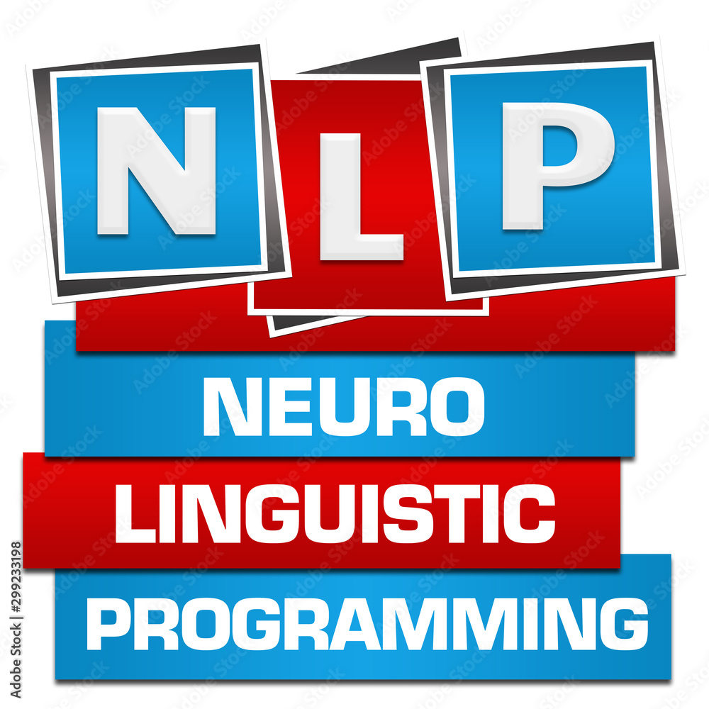 Obraz premium NLP - Neuro Linguistic Programming Red Blue Blocks Bottom Text 
