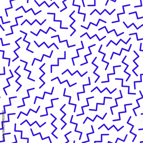 Vector seamless pattern with geometric strokes elements. Memphis geometric outline trendy modern style. 