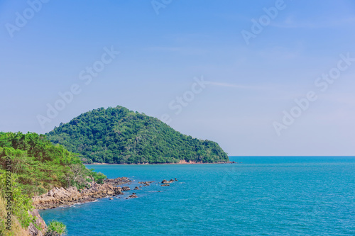Fototapeta Naklejka Na Ścianę i Meble -  Beautiful scenery at Nang Phaya Hill Scenic Point in Chanthaburi, Thailand.