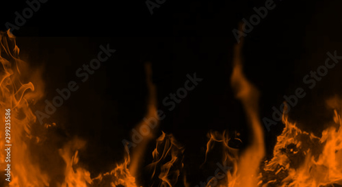  The flame on the black background