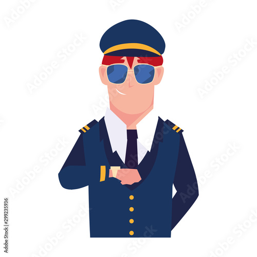 Isolated pilot person vector design