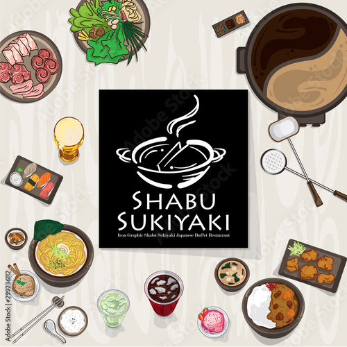 shabu sukiyaki logo icon graphic japanese buffet restaurant