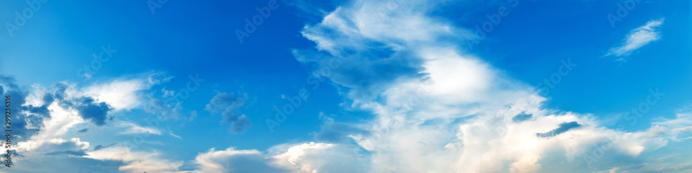 Panorama sky with cloud on a sunny day. Beautiful cirrus cloud. Panoramic image. Panorama sky with cloud on a sunny day. Beautiful cirrus cloud. Panoramic image.