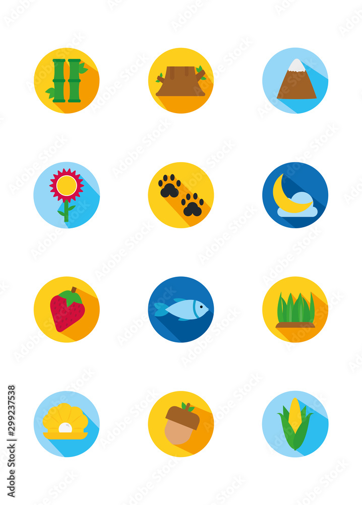 four season weather related block icons set