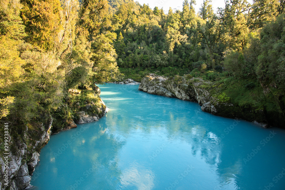 Turquoise color of Hokitika river at Hokitika Gorge