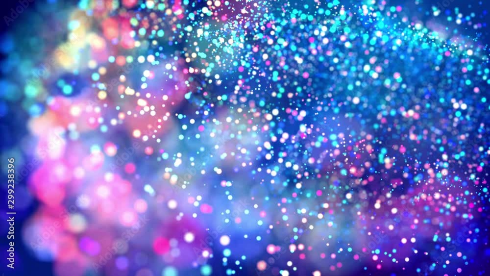 glitter magic multicolor particles fly and glow in viscous liquid with amazing shining bokeh for fantastic festive background in 4k. Close-up shot with luma matte as alpha channel. 3d render
