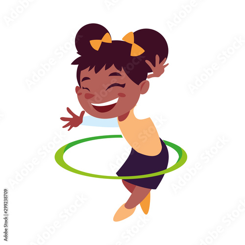 Girl cartoon with hula hoop vector design