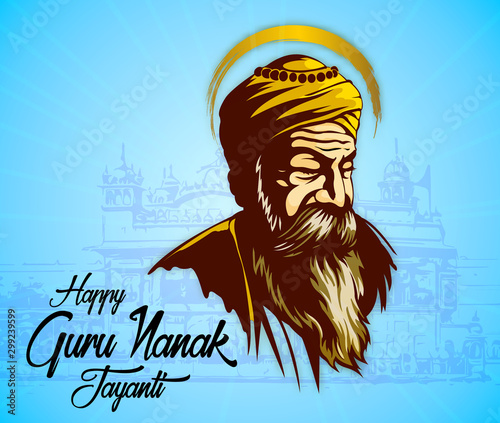Illustration of Happy Gurpurab, Guru Nanak Jayanti , Prakash Utsav festival of Sikh celebration background