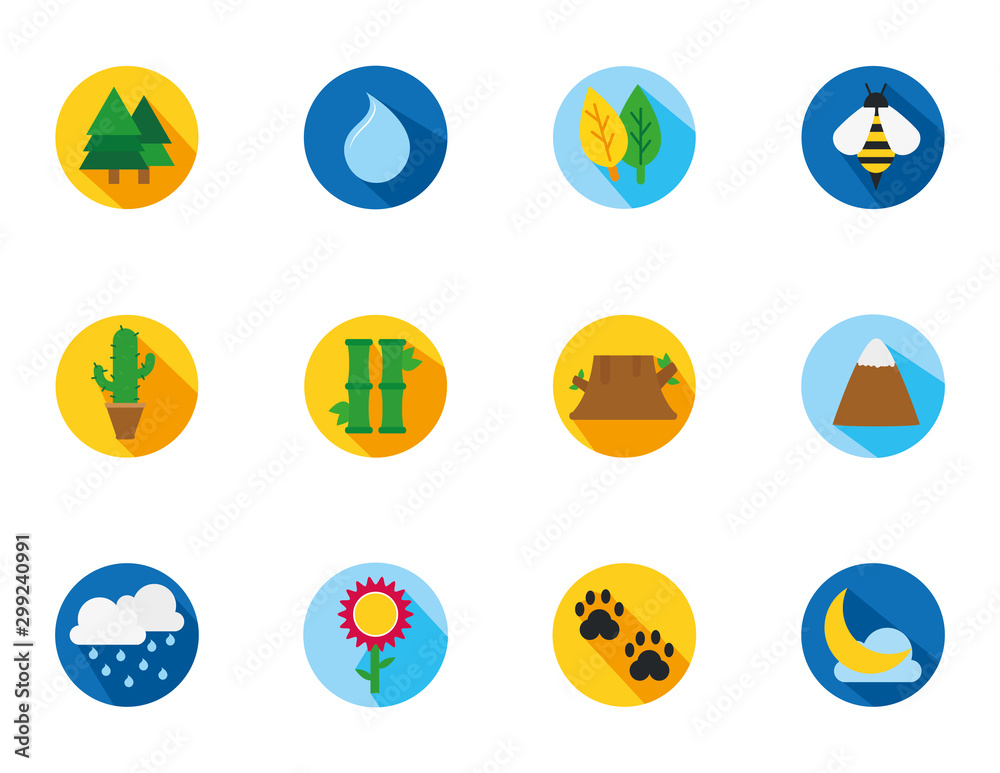 four season weather related block icons set