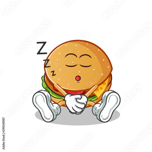 burger sleep cartoon vector mascot illustration