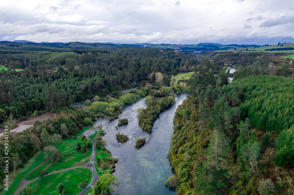 Aerial view of Waikato river New Zeland