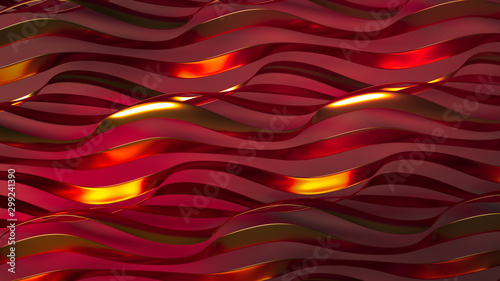 Golden wave background. 3d illustration, 3d rendering.