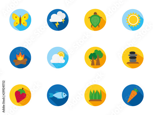 four season weather related block icons set
