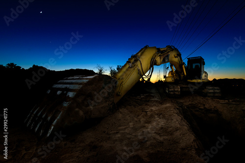 Excavator Construction Bulldozer Dirt Mover Dusk Heavy