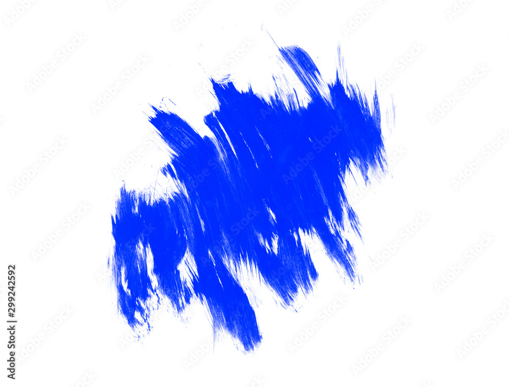 Abstract background with brush strokes. Blue paint isolated on white