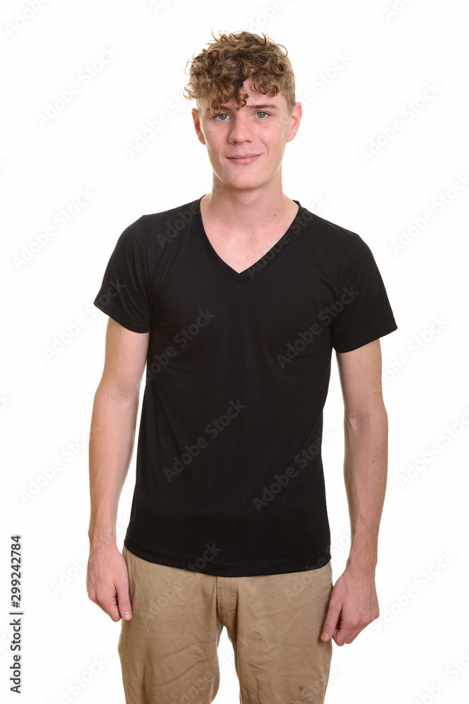 Young handsome man with curly blond hair Young handsome man with curly blond hair