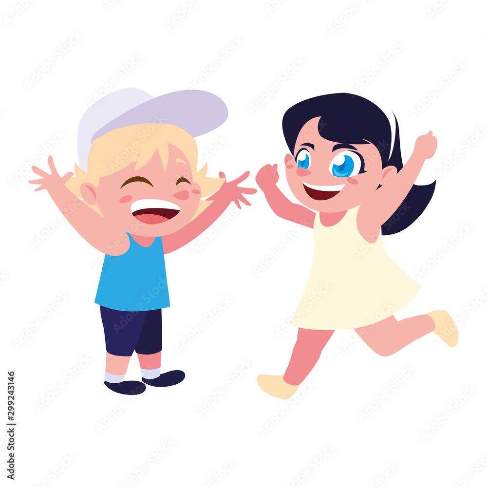 Boy and girl cartoon vector design Boy and girl cartoon vector design